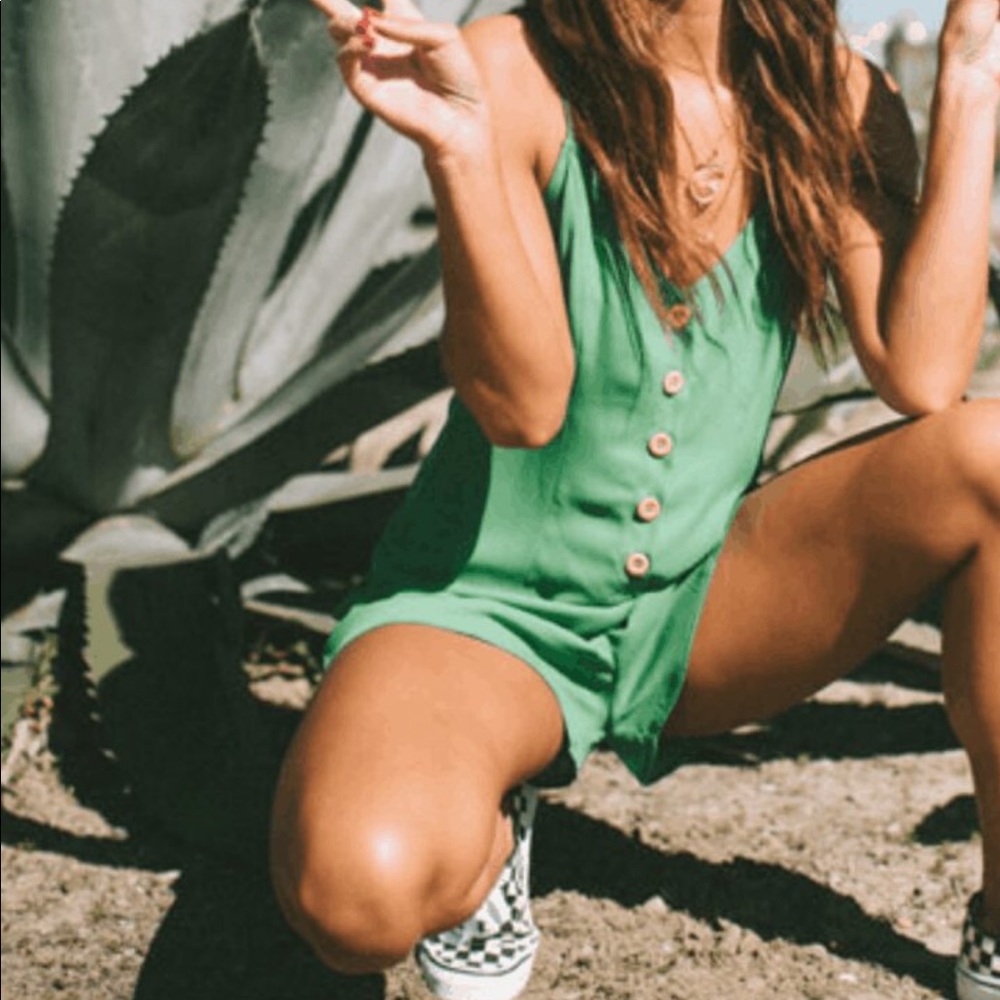 Kelly Green Romper by Show Me Your MuMu - Picture 6 of 8